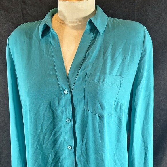 The Limited Women’s Long Sleeve Teal Blouse Size Medium - Picture 1 of 4
